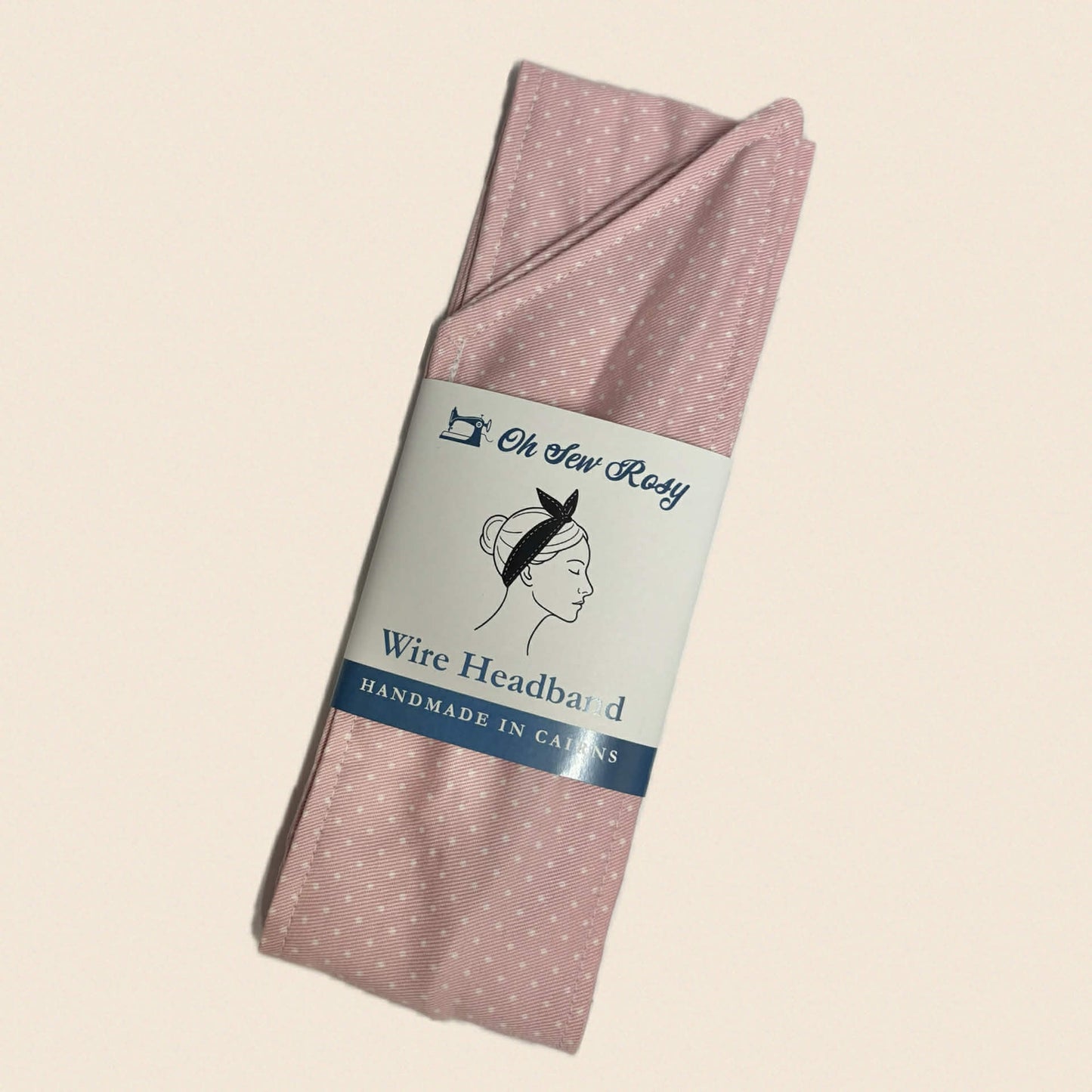 OH SEW ROSY: WIRE HEADBAND - Soft Pink with White Dots