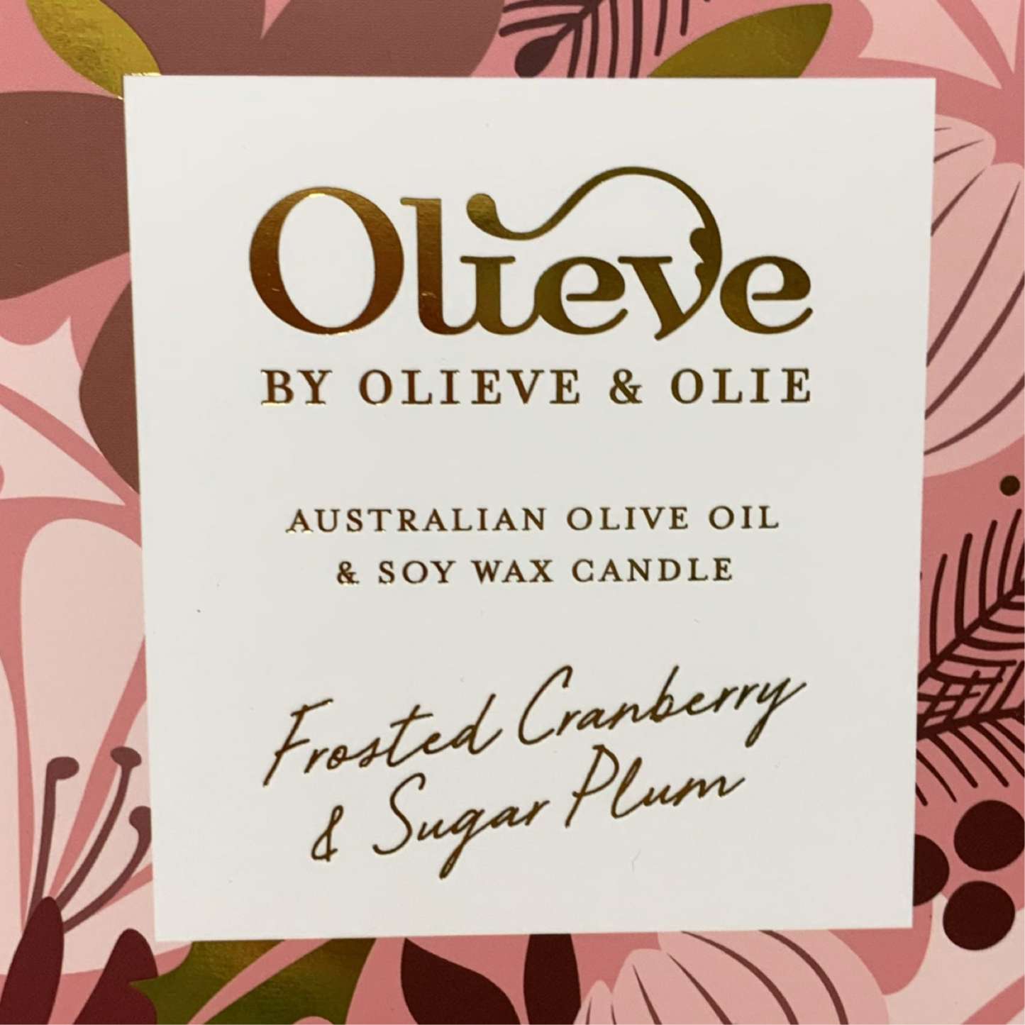 OLIEVE AND OLIE- "Frosted Cranberry & Sugar Plum"- Christmas Candle- Red Box