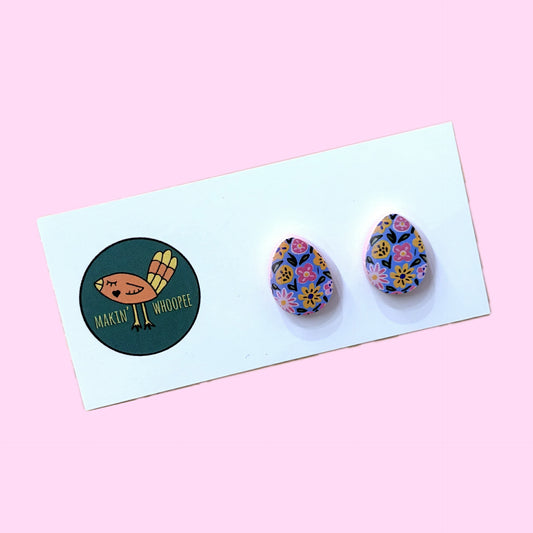 MAKIN' WHOOPEE - EASTER "Floral Egg" STUD EARRINGS