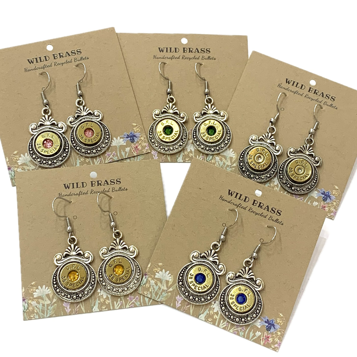 WILD BRASS- Aztec Drops- Pink Swarovski Crystal
