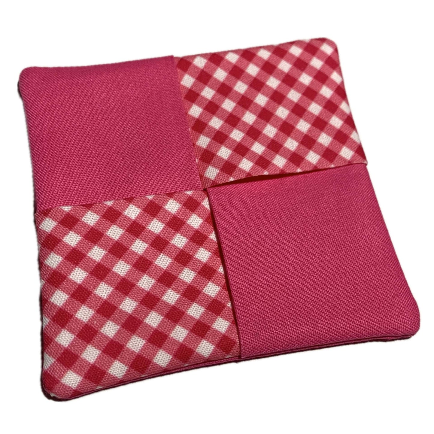 MUMMA WHOOPEE- single  WINE GLASS SLIPPER/COASTERS- Pink Gingham
