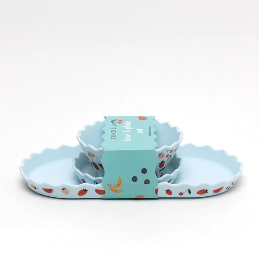 CHINO CLUB- Blue Fruits Silicone Bowl and Plate Set