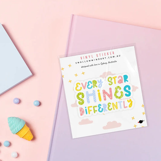 SWALLOW WIND ART - EVERY STAR SHINES DIFFERENTLY - VINYL STICKER