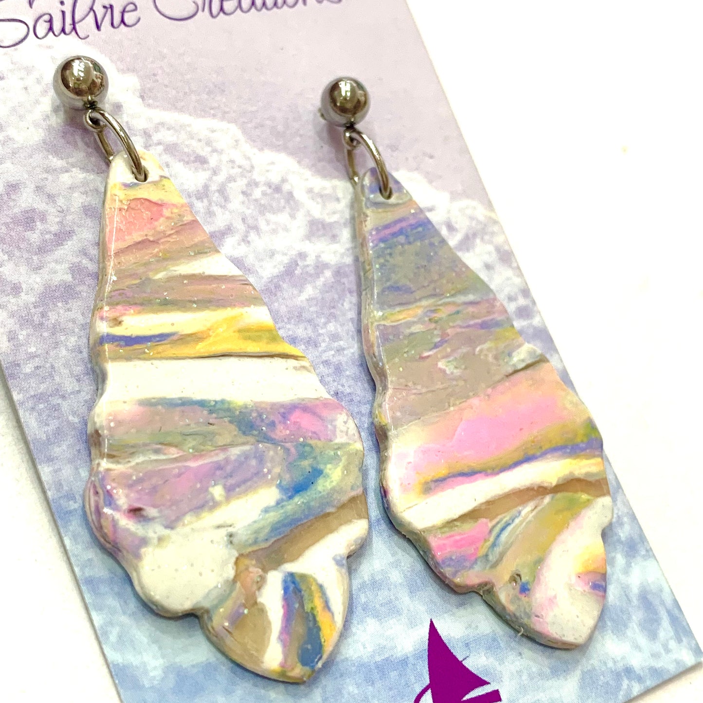 Sailvie Creations - Pina Colada Scalloped Ball Stud Dangle Earrings
