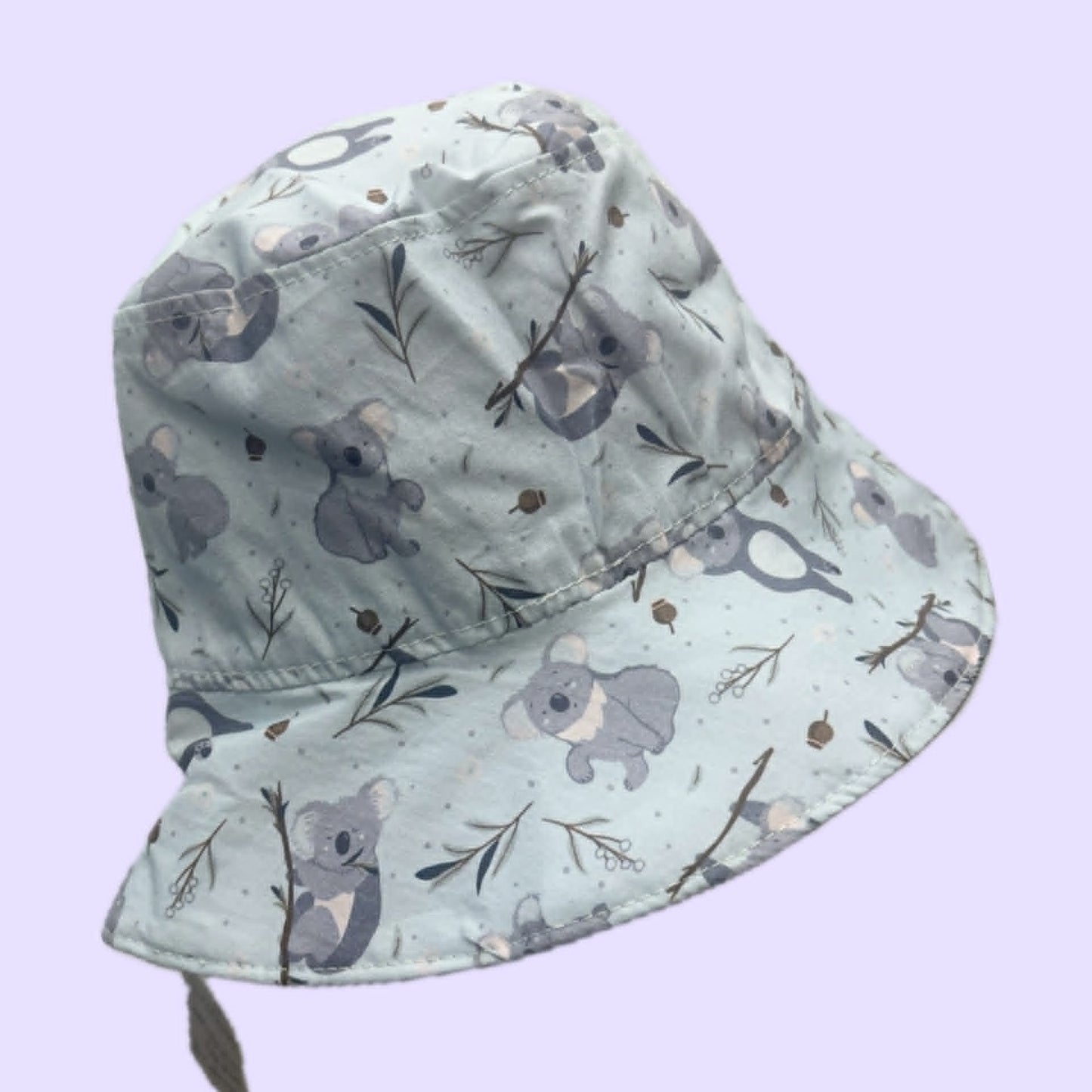 Teacups n Quilts - Koala Blue background Fabric Hat - Kids Size Small