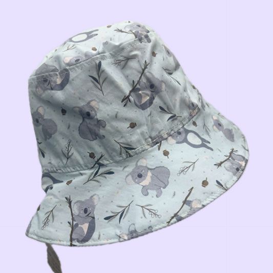 Teacups n Quilts - Koala Blue background Fabric Hat - Kids Size Small