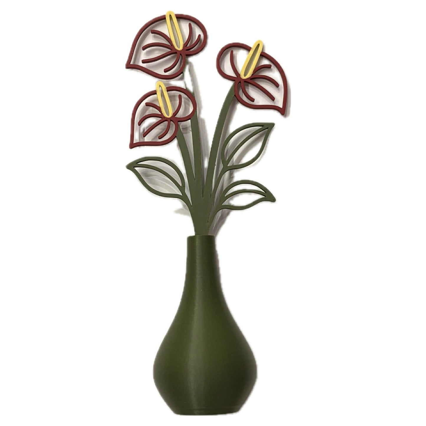 DWAYNSKI.3D - ANTHURIUM BLOOMS - MAGNETIC BUD VASE WITH PRINTED FLOWER STEM