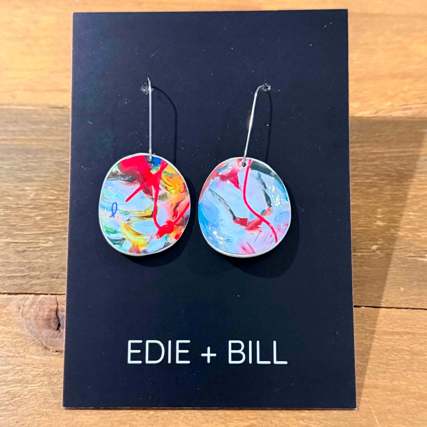 EDIE & BILL- BARBIE SINGLE DROP- Recycled Coffee Pod & Magazine Earrings