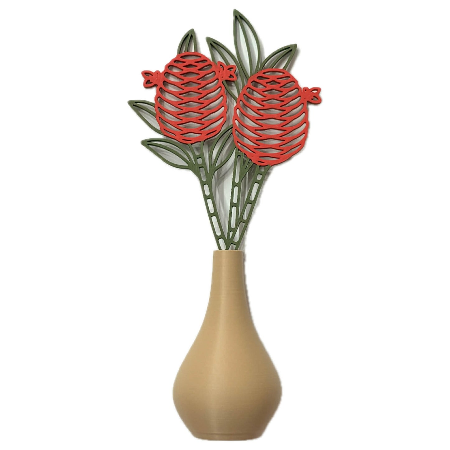 DWAYNSKI.3D - RED GINGER BLOOMS - MAGNETIC BUD VASE WITH PRINTED FLOWER STEM