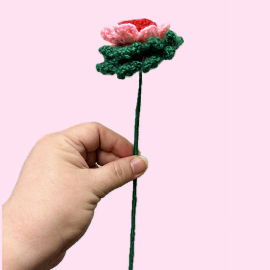 HOOKED BY JEN- Single Flower Pink and Red