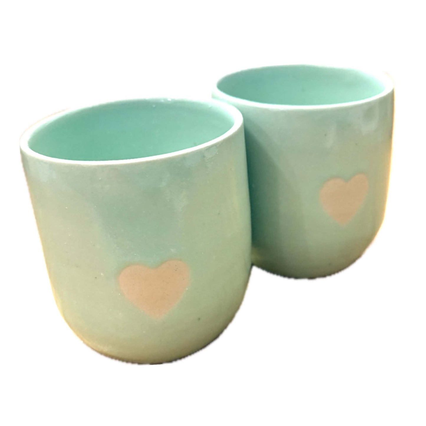 EARTH BY HAND- Latte Love Mugs - Green Glaze