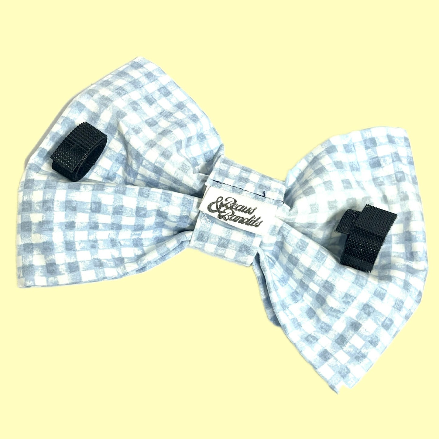 BEAUS AND BANDITS - DOGGY BOW TIE - BLUE GINGHAM - LARGE