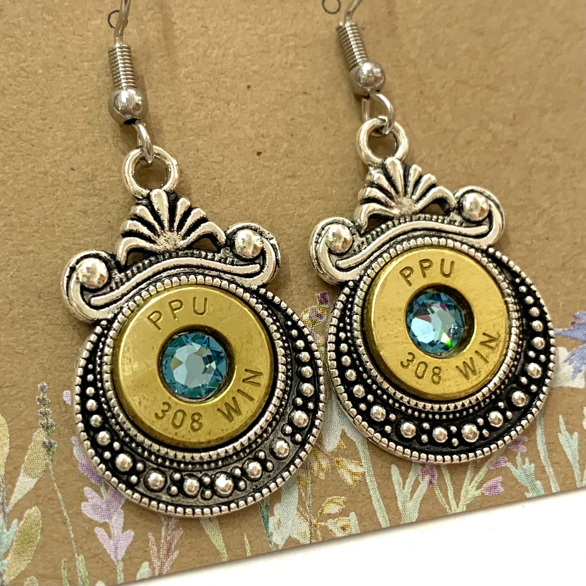 WILD BRASS- Aztec Drops- Light Blue Swarovski Crystal