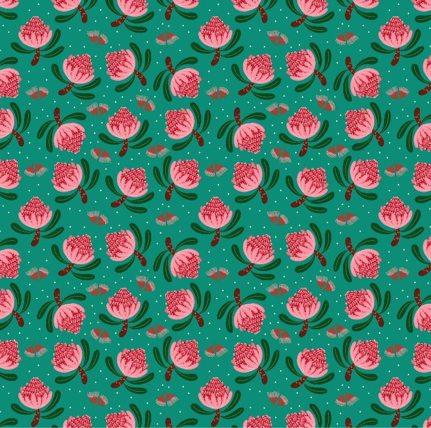 NUOVO - Gift Wrap- Pink & Green Waratahs