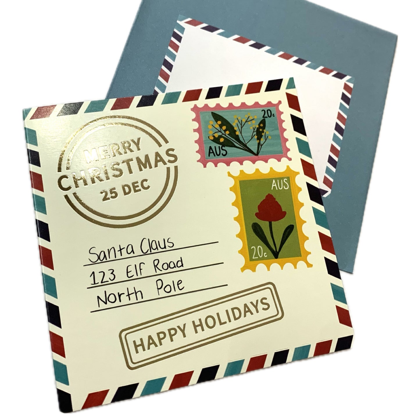 CANDLEBARK CREATIONS - "Postcard for Santa" - Single Square Card