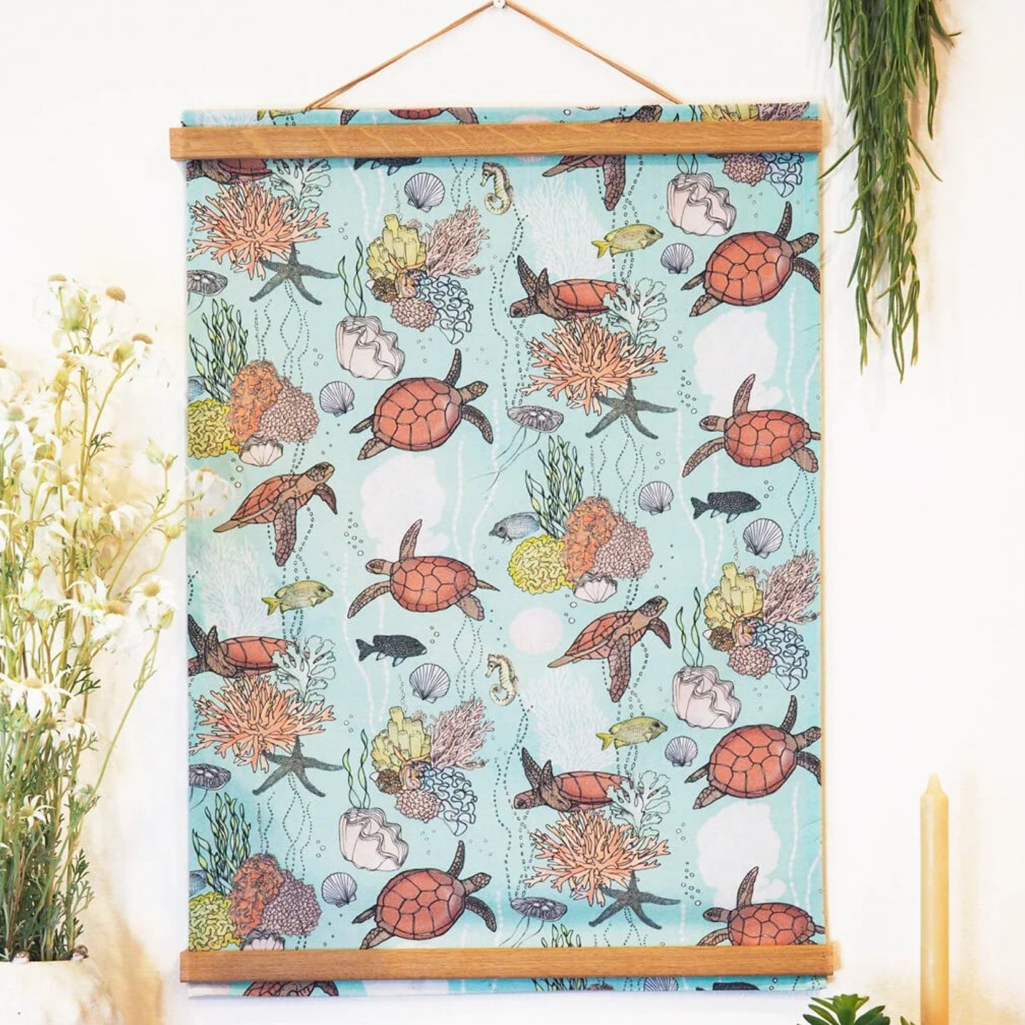 THE SCENIC ROUTE - "SEA TURTLES"- Cotton Art Tea Towel