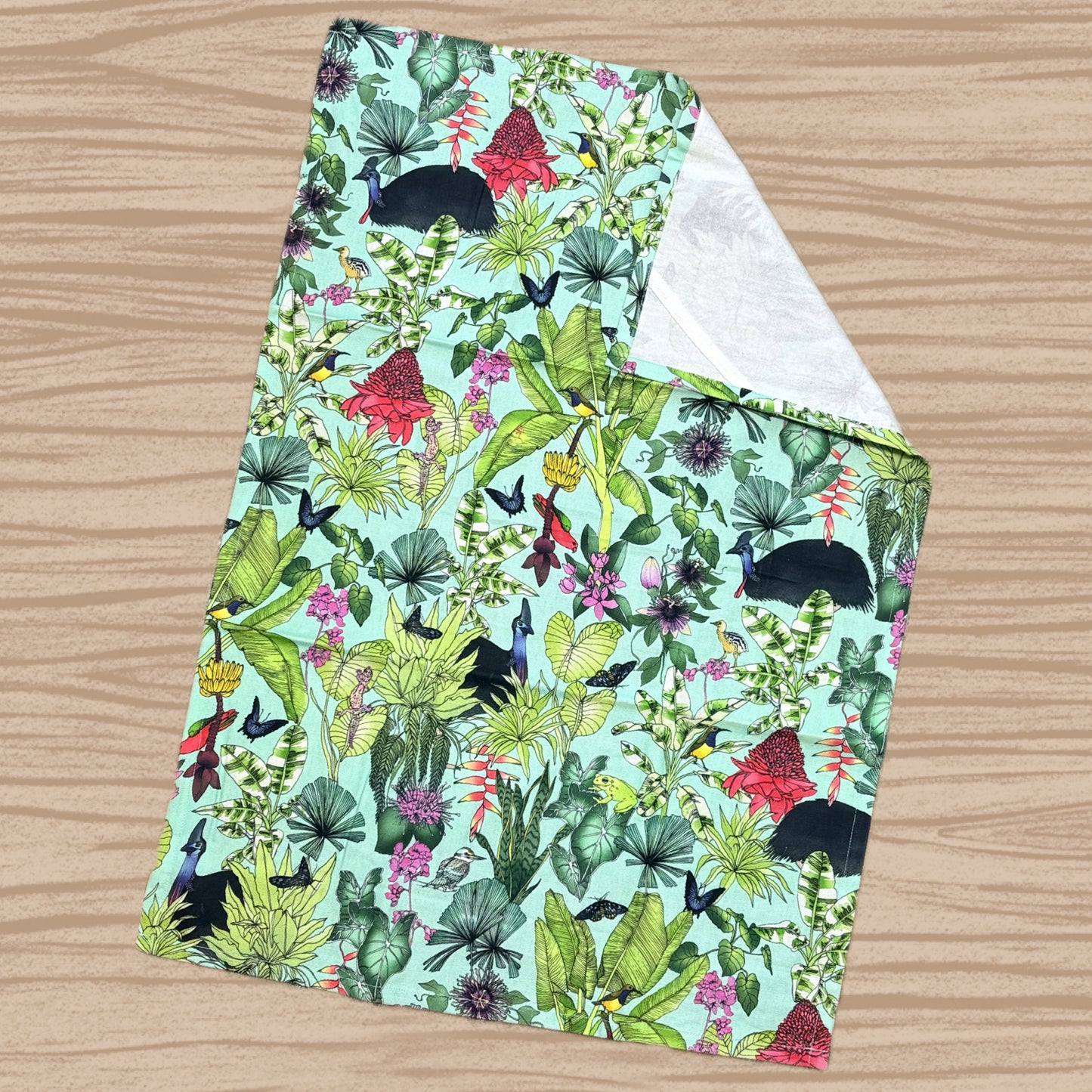 THE SCENIC ROUTE - "CASSOWARY CREEK AQUA"- Cotton Art Tea Towel