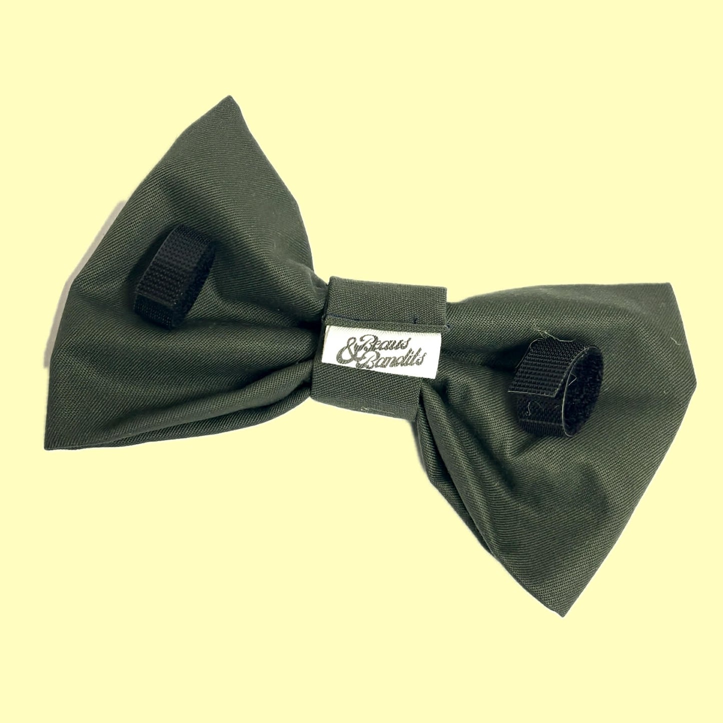 BEAUS AND BANDITS - DOGGY BOW TIE - OLIVE - LARGE