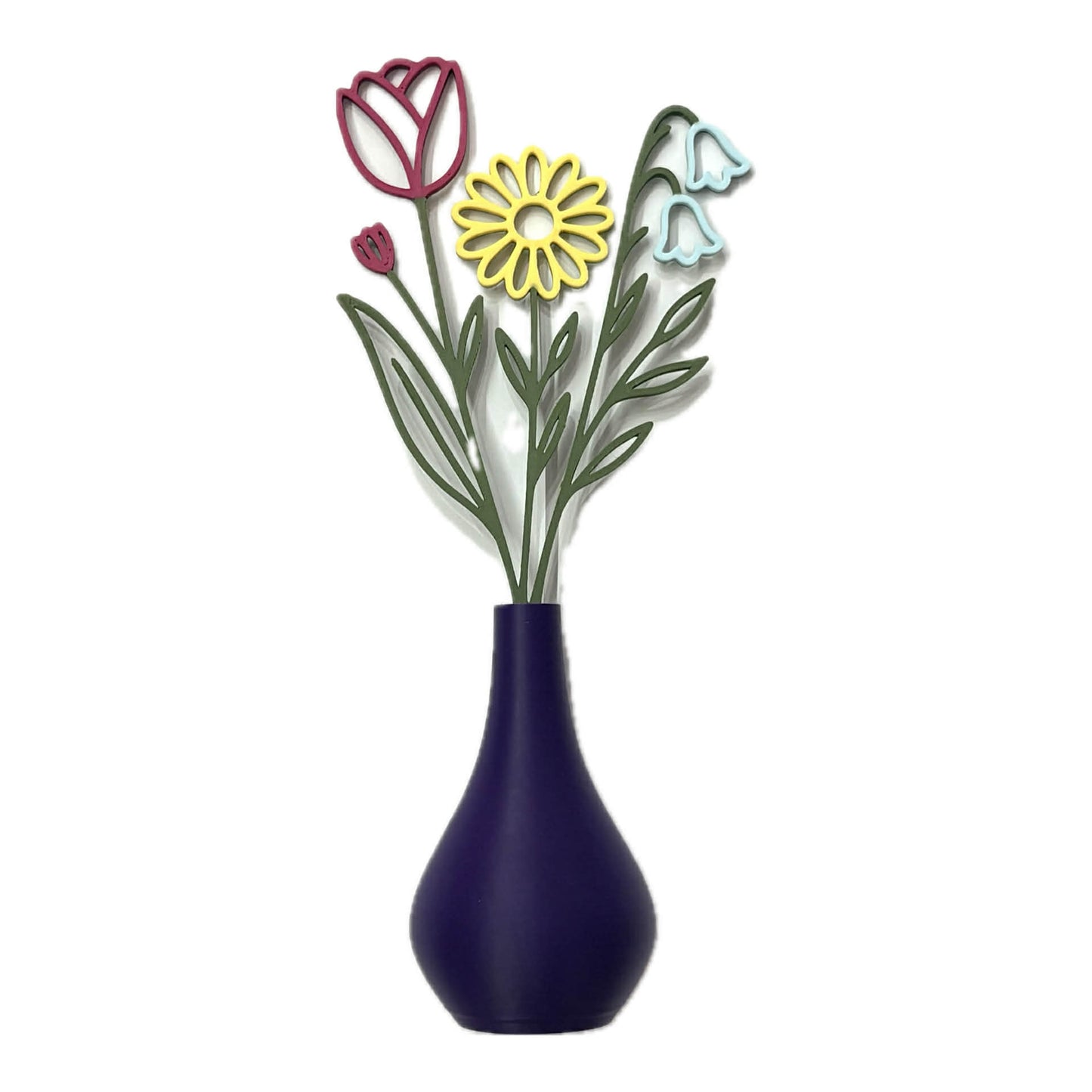 DWAYNSKI.3D - DAISY AND TULIP GARDEN - MAGNETIC BUD VASE WITH PRINTED FLOWER STEM