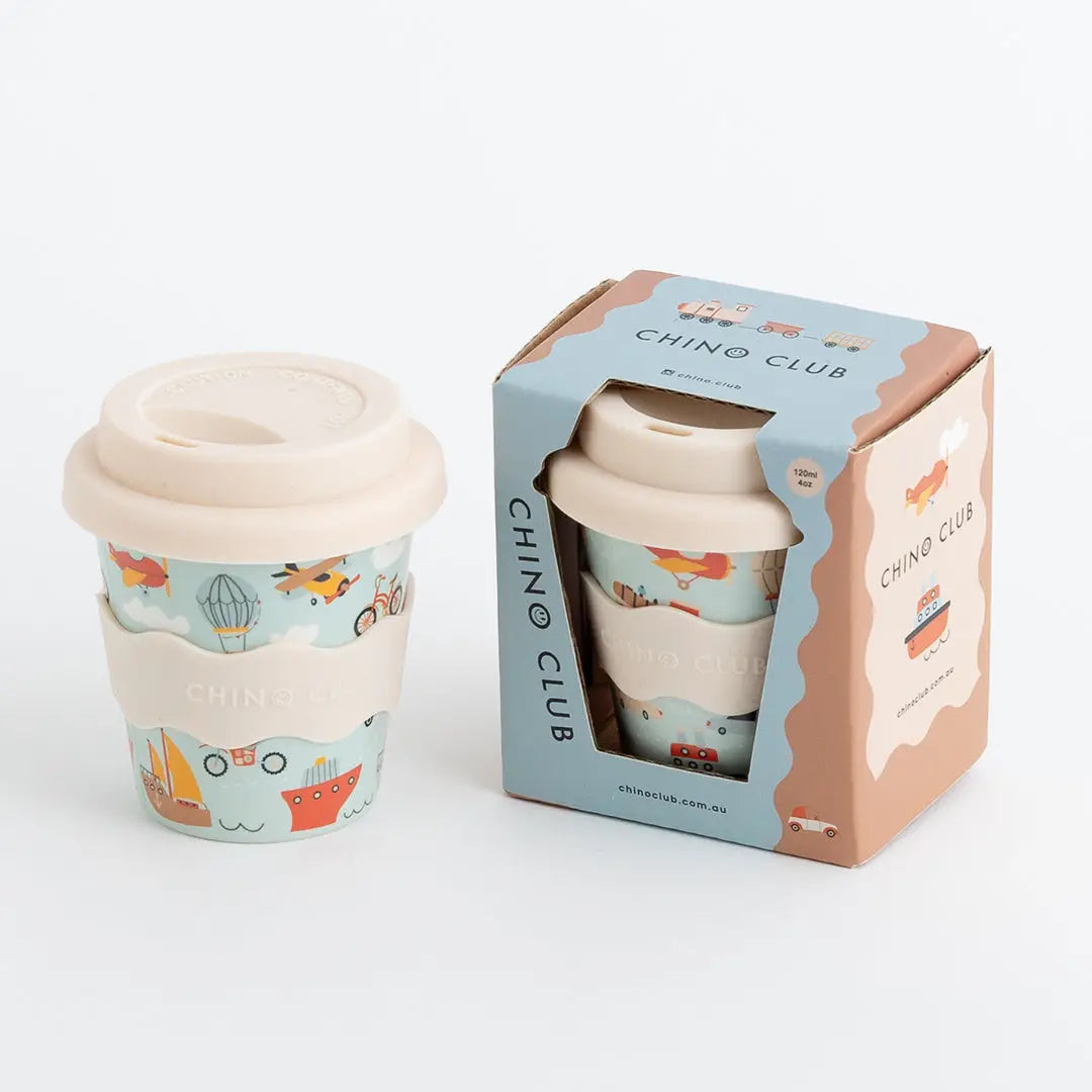 CHINO CLUB- Kids 4oz Reusable Babychino Cup- Vehicles