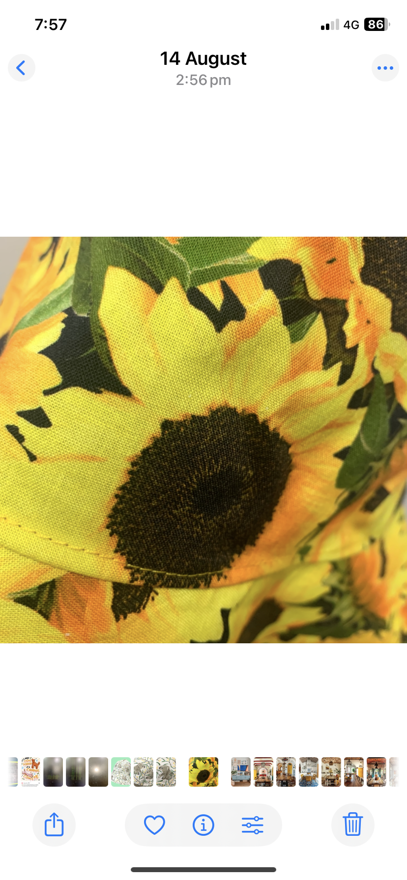 Teacups n Quilts- Sunflower Fabric Hat- Kids Size Large