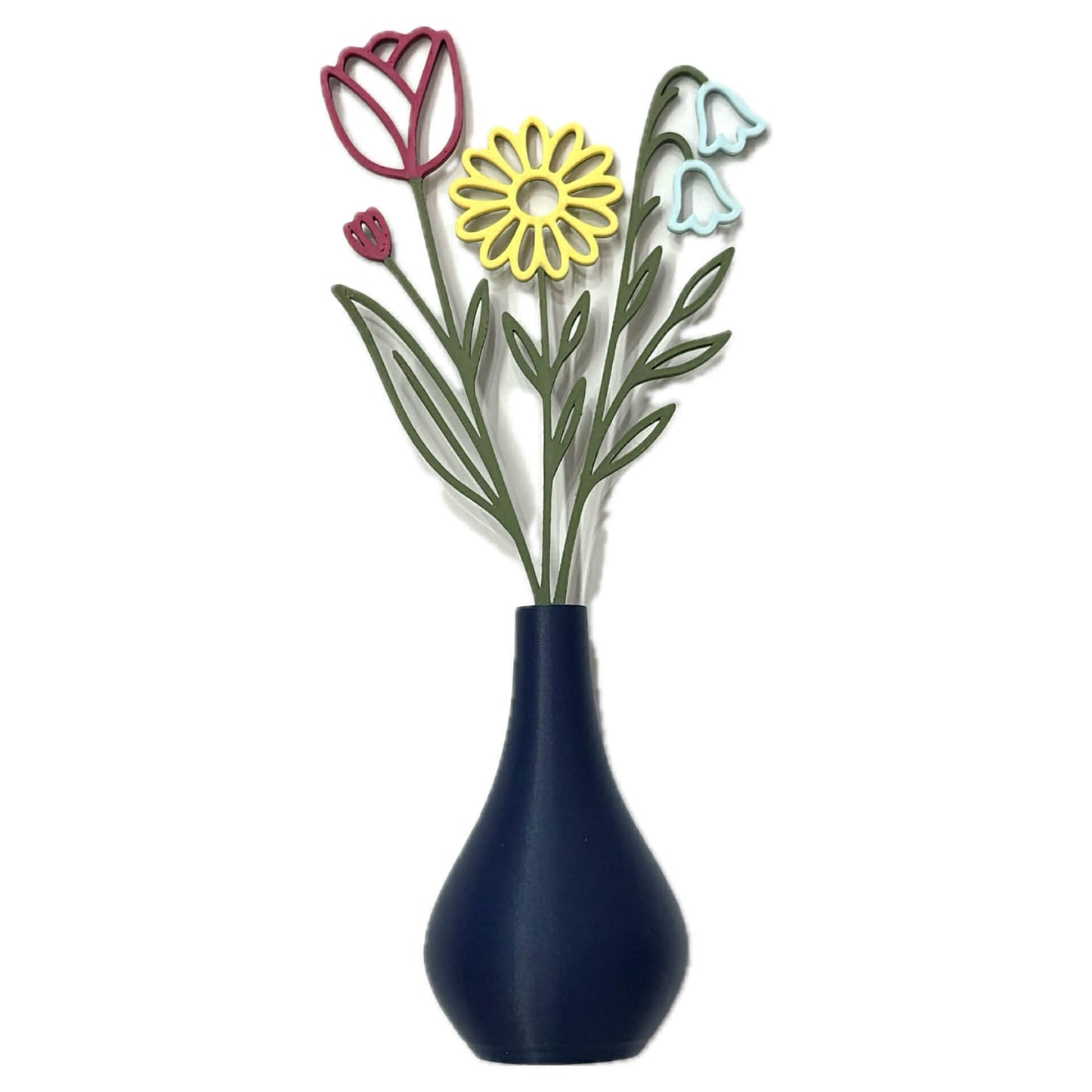 DWAYNSKI.3D - DAISY AND TULIP GARDEN - MAGNETIC BUD VASE WITH PRINTED FLOWER STEM