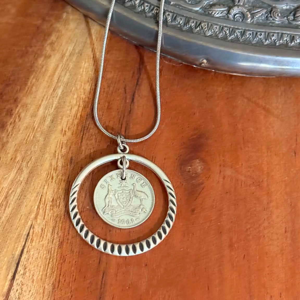 MOLLY MADE- Genuine 1961 Australian Sixpence Pendant Necklace