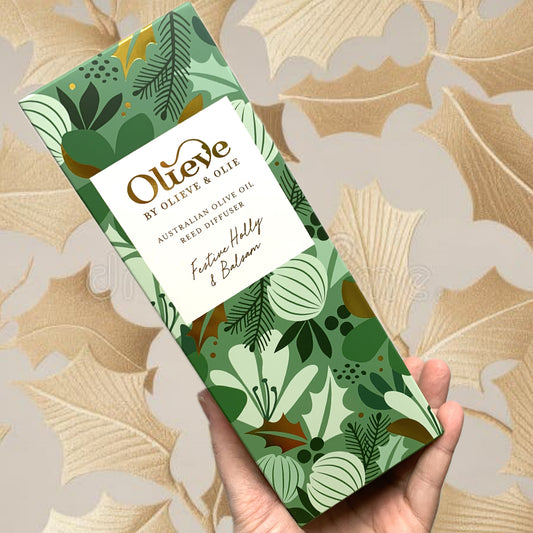 OLIEVE AND OLIE- "Festive Holly & Balsam" Christmas Diffuser- Green Box
