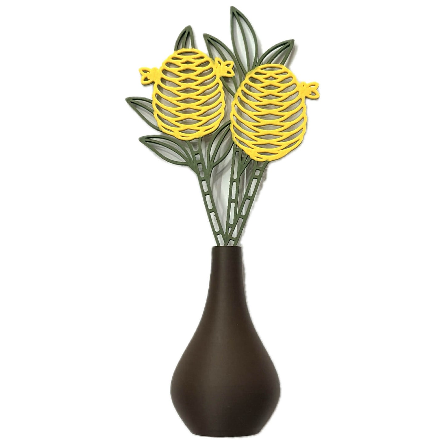 DWAYNSKI.3D - YELLOW GINGER BLOOMS - MAGNETIC BUD VASE WITH PRINTED FLOWER STEM