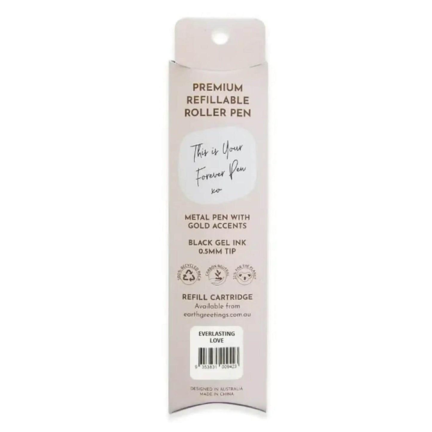 EARTH GREETINGS- Premium Refillable Metal Roller Pen - Everlasting Love - Negin Maddock