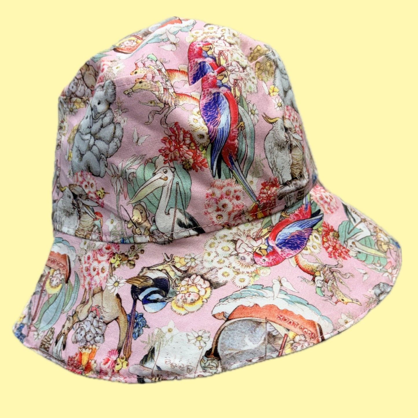 Teacups n Quilts - May Gibbs Fabric Hat - Koala Pink Background - Kids Size Large