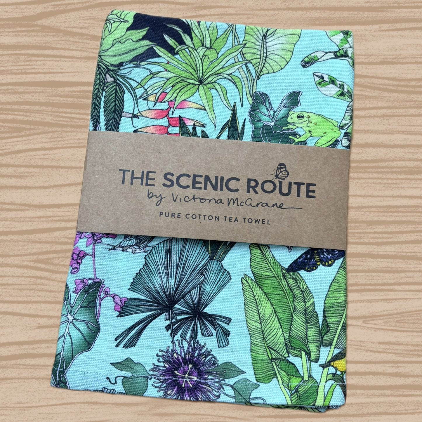 THE SCENIC ROUTE - "CASSOWARY CREEK AQUA"- Cotton Art Tea Towel