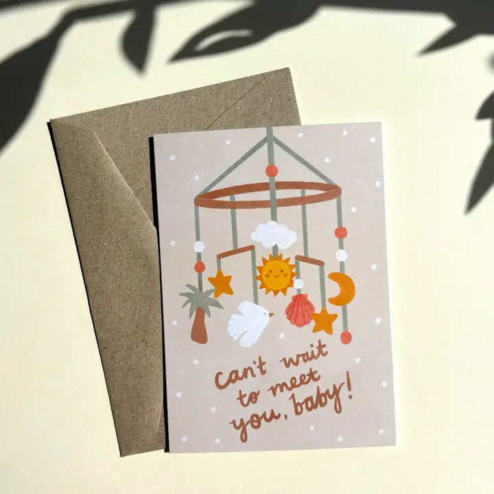 LAUREN SISSONS STUDIO- "Can't Wait To Meet You Baby " - New Baby Greeting Card