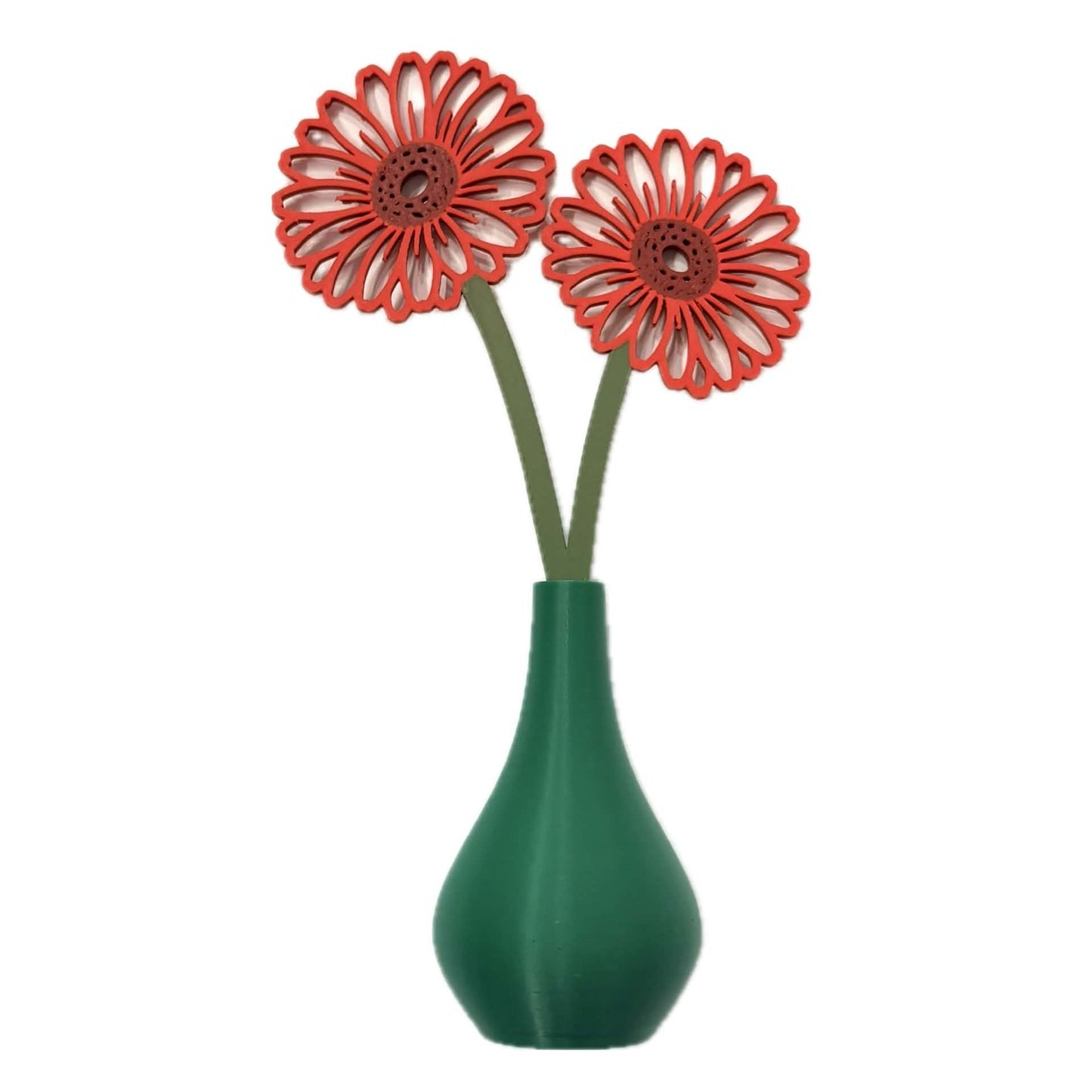 DWAYNSKI.3D - GERBERA RED- MAGNETIC BUD VASE WITH PRINTED FLOWER STEM