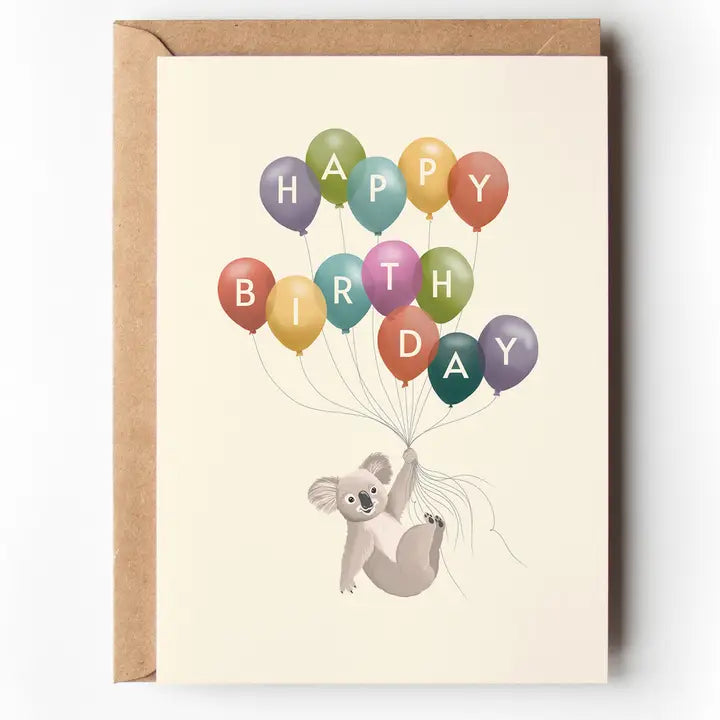 Green Mini Creative - Greeting Cards- Birthday Ballons Koala Card