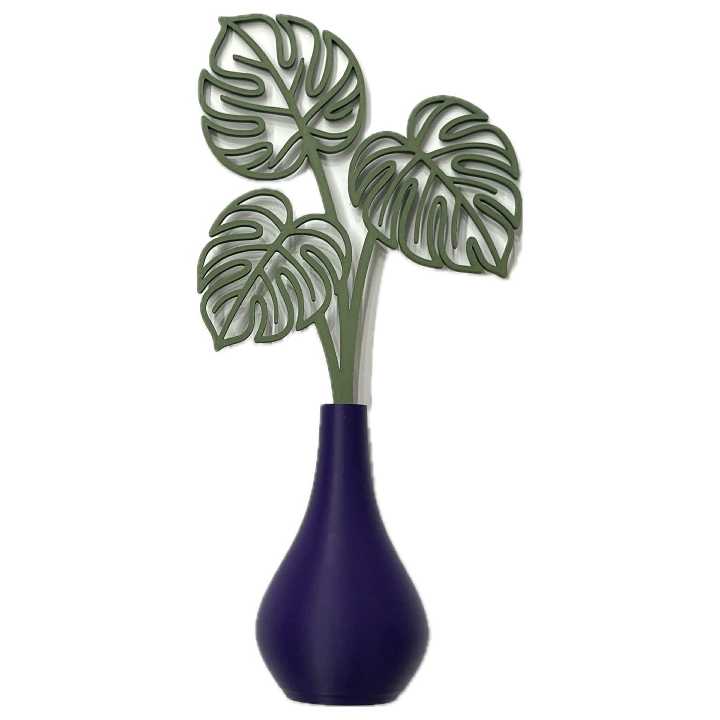 DWAYNSKI.3D - MONSTERA LEAVES - MAGNETIC BUD VASE WITH PRINTED FLOWER STEM