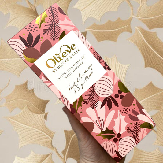 OLIEVE AND OLIE- "Frosted Cranberry & Sugar Plum"- Christmas Diffuser- Red Box