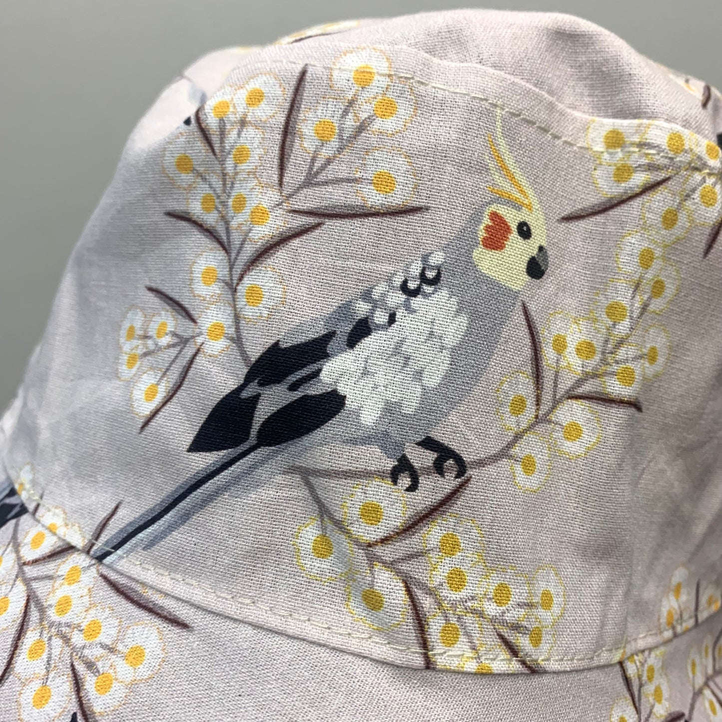 Teacups n Quilts-Cockatiels Fabric Hat- Adult Size