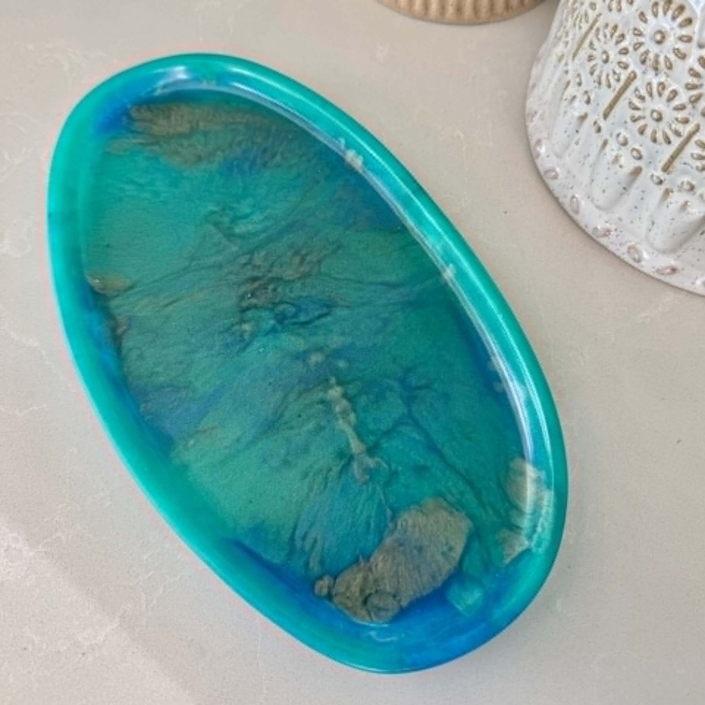 BRENDA STONE ART - Large Oval Ocean Tray 1 - Reef