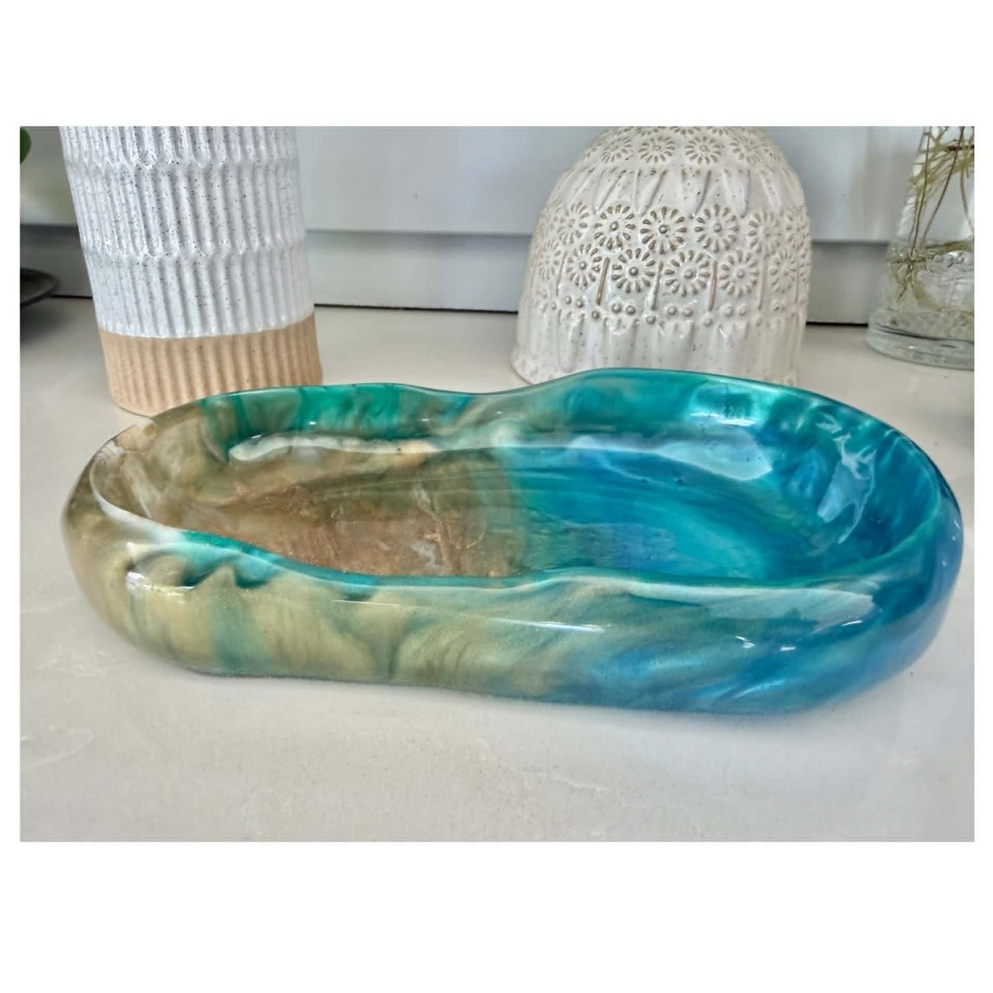 BRENDA STONE ART - Large Ocean Pool Bowl 1 - Beach with Shells