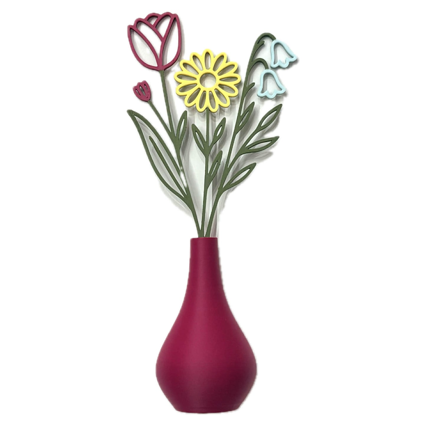 DWAYNSKI.3D - DAISY AND TULIP GARDEN - MAGNETIC BUD VASE WITH PRINTED FLOWER STEM