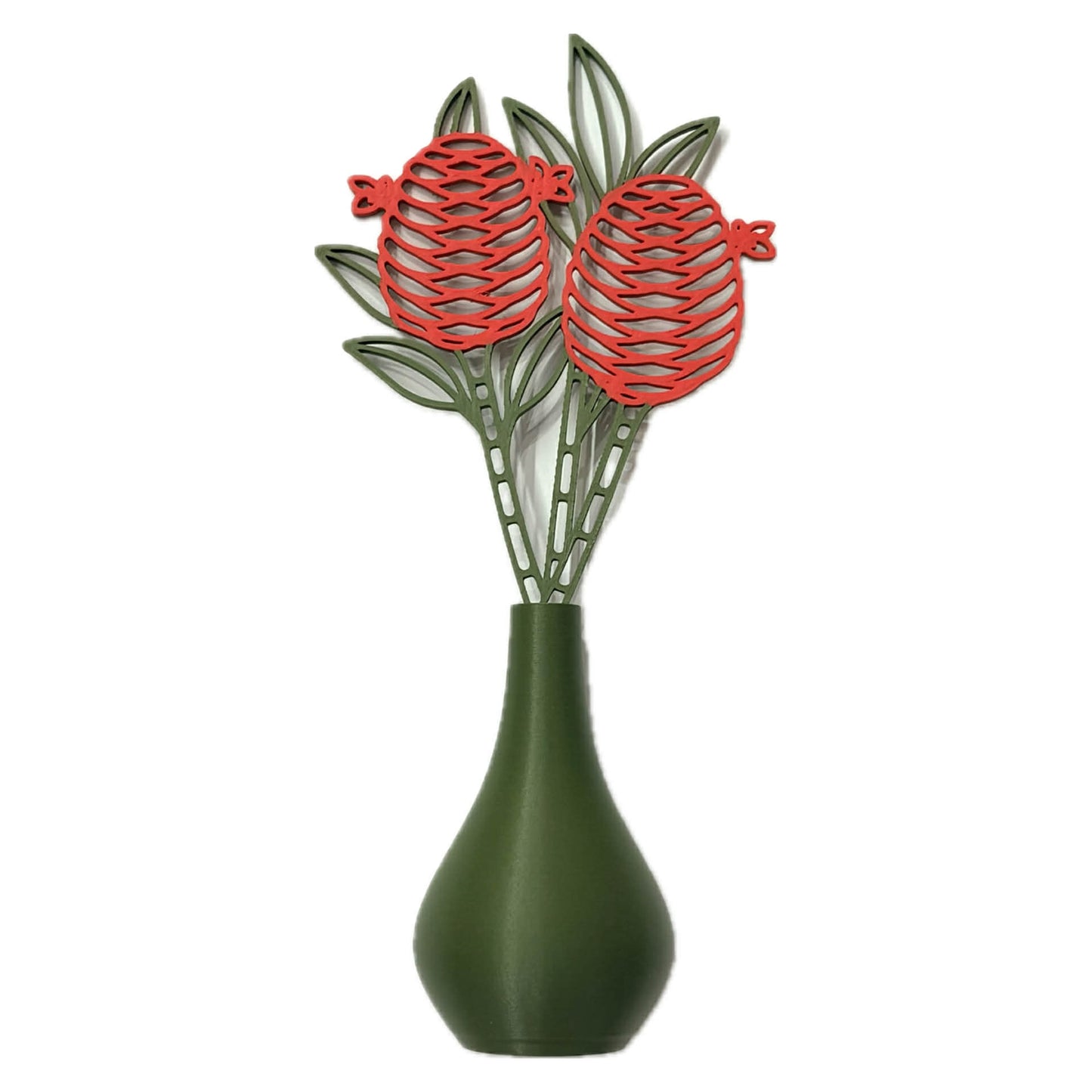 DWAYNSKI.3D - RED GINGER BLOOMS - MAGNETIC BUD VASE WITH PRINTED FLOWER STEM