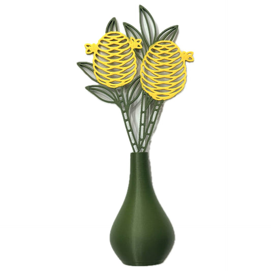 DWAYNSKI.3D - YELLOW GINGER BLOOMS - MAGNETIC BUD VASE WITH PRINTED FLOWER STEM