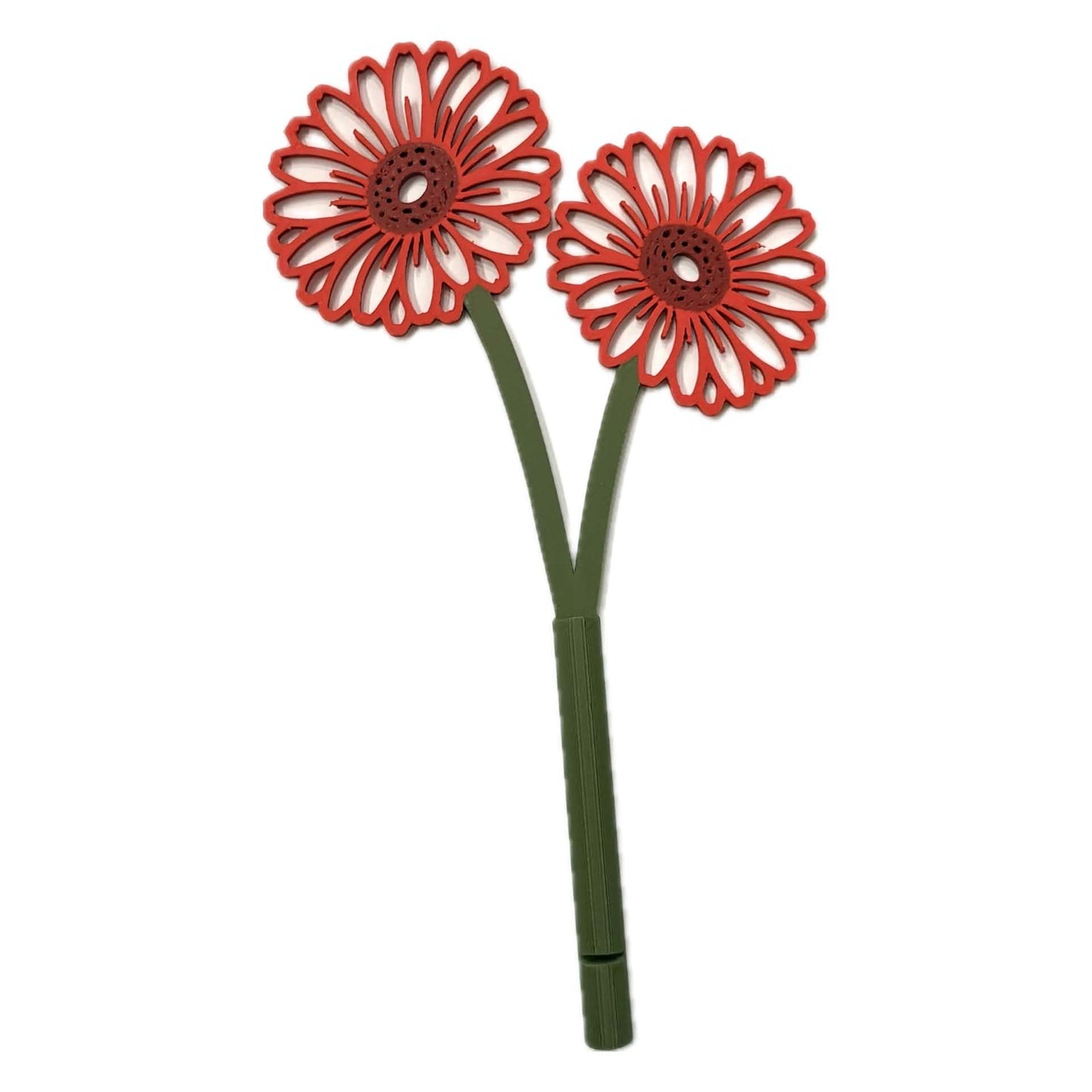 DWAYNSKI.3D - GERBERA RED- MAGNETIC BUD VASE WITH PRINTED FLOWER STEM