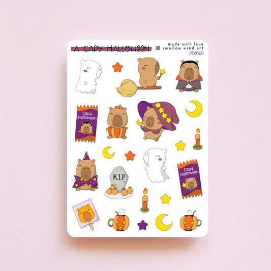 SWALLOW WIND ART - CAPY HALLOWEEN CAPYBARA - STICKER SHEET