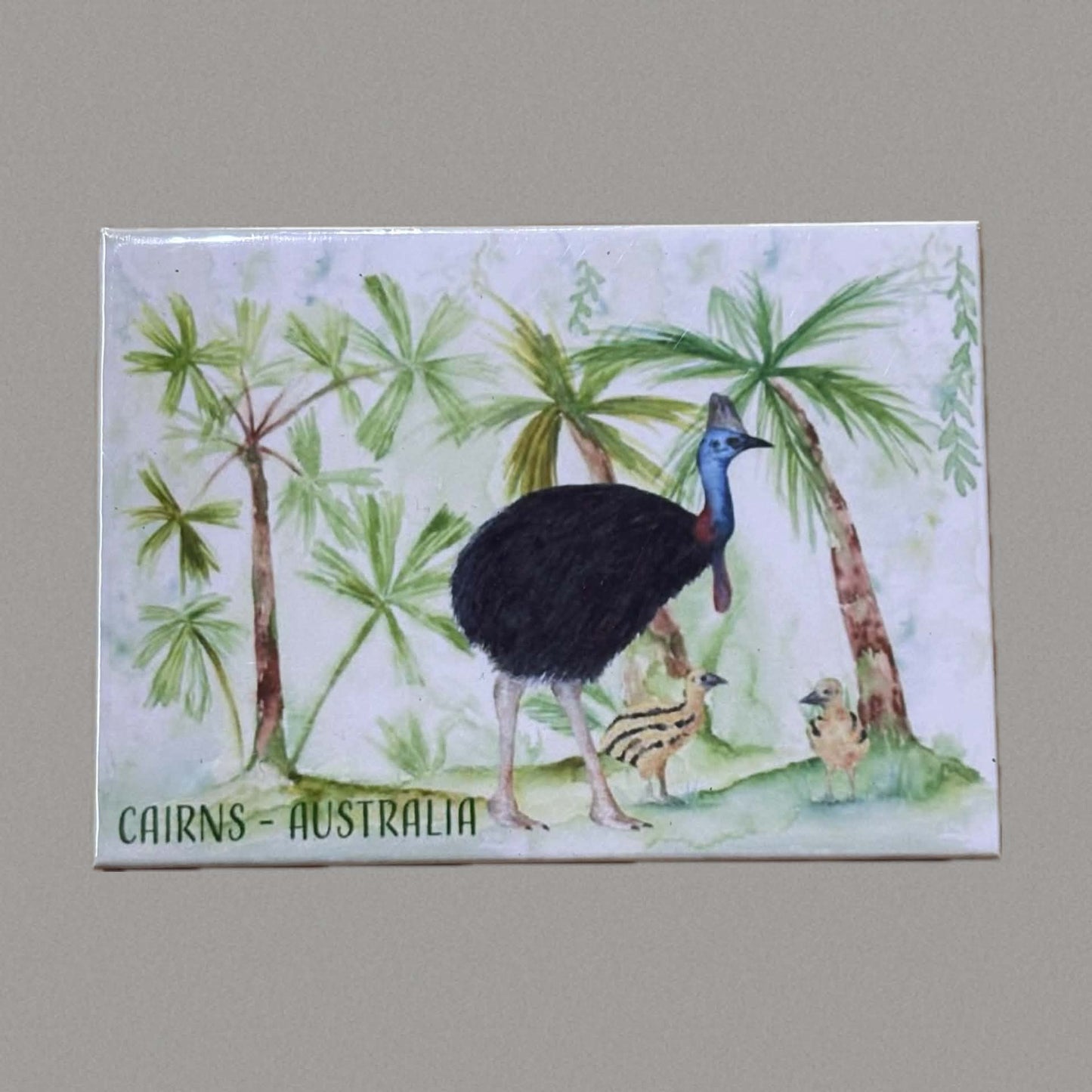 SHANNA TREES - Cassowary with Chicks "Cairns" Magnet