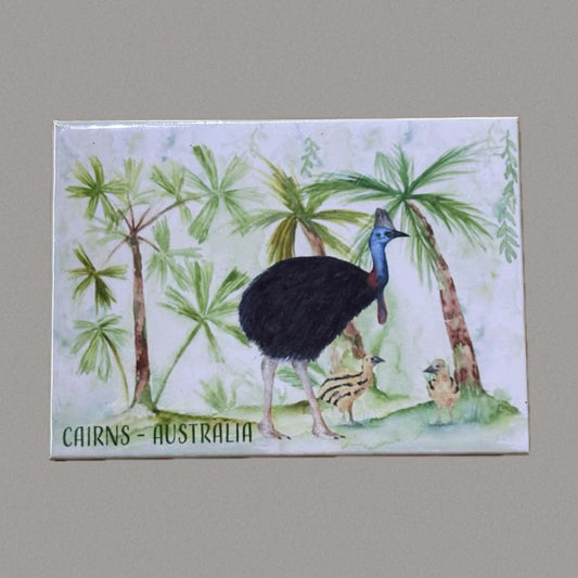 SHANNA TREES - Cassowary with Chicks "Cairns" Magnet