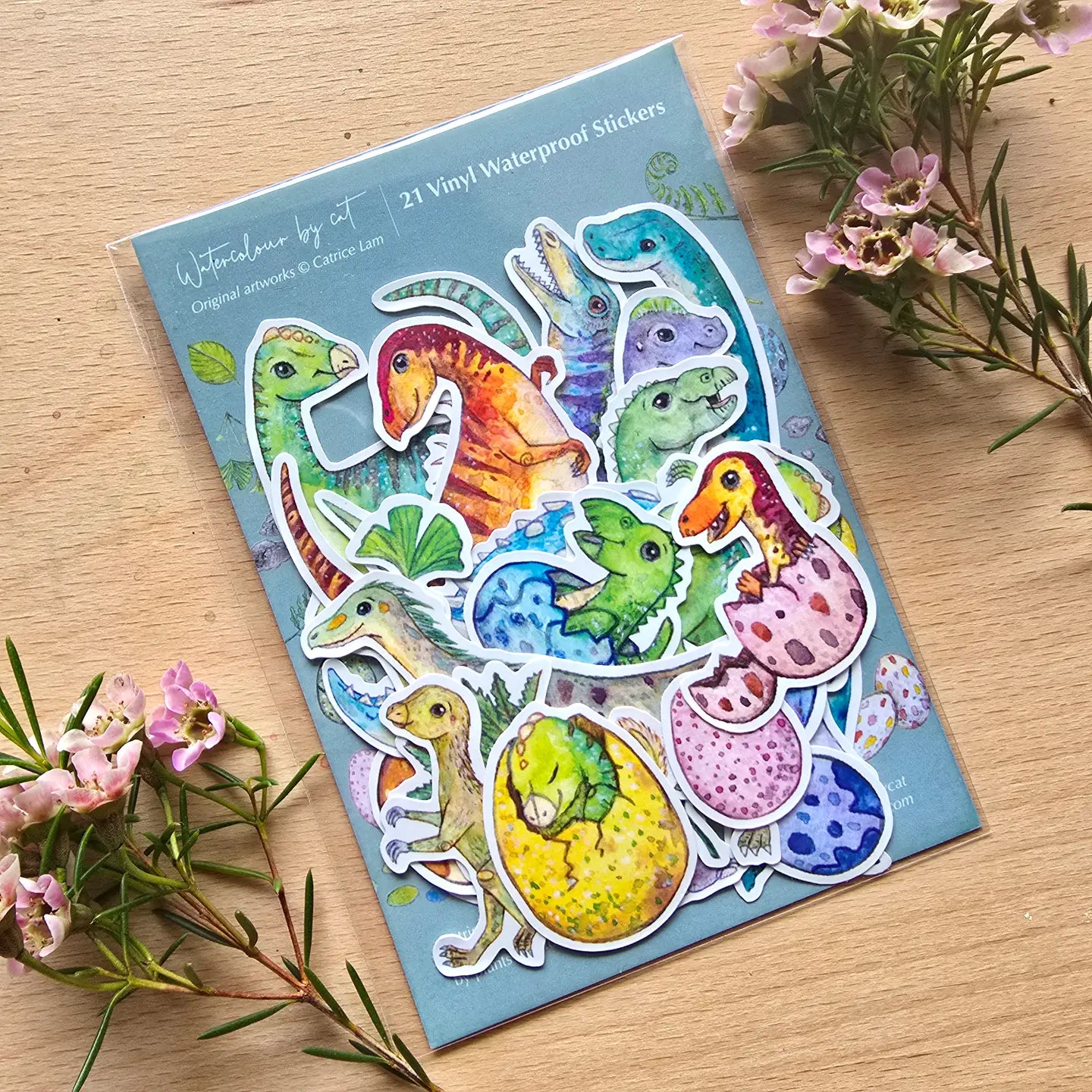 WATERCOLOURS BY CAT- Australian Dinosaur Vinyl Sticker Pack