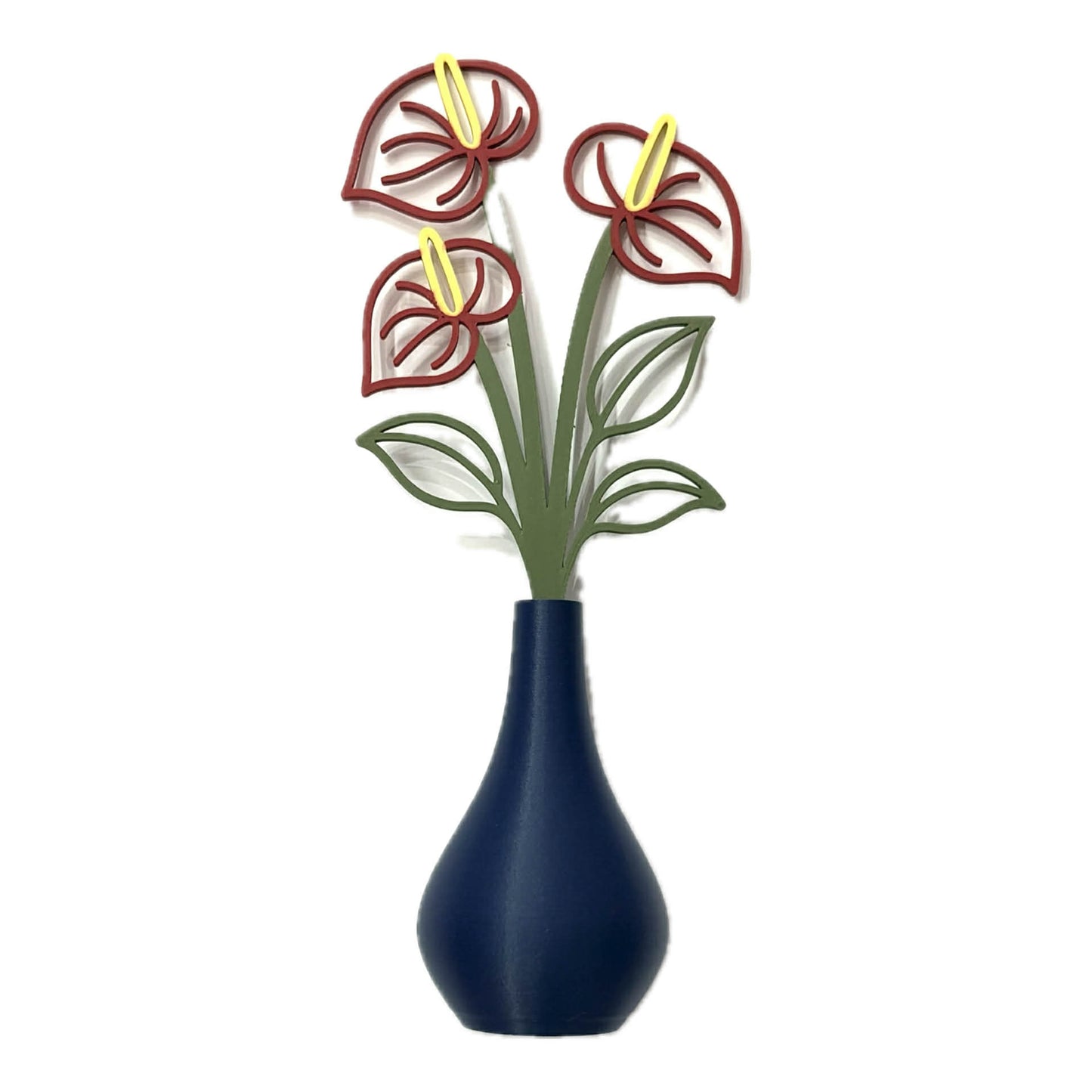 DWAYNSKI.3D - ANTHURIUM BLOOMS - MAGNETIC BUD VASE WITH PRINTED FLOWER STEM