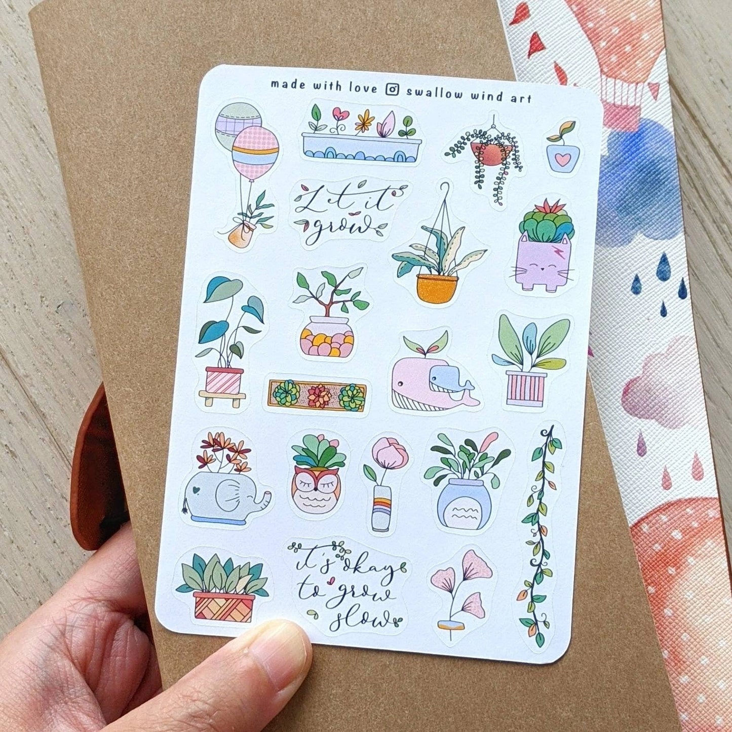 SWALLOW WIND ART - POTTED PLANTS - STICKER SHEET